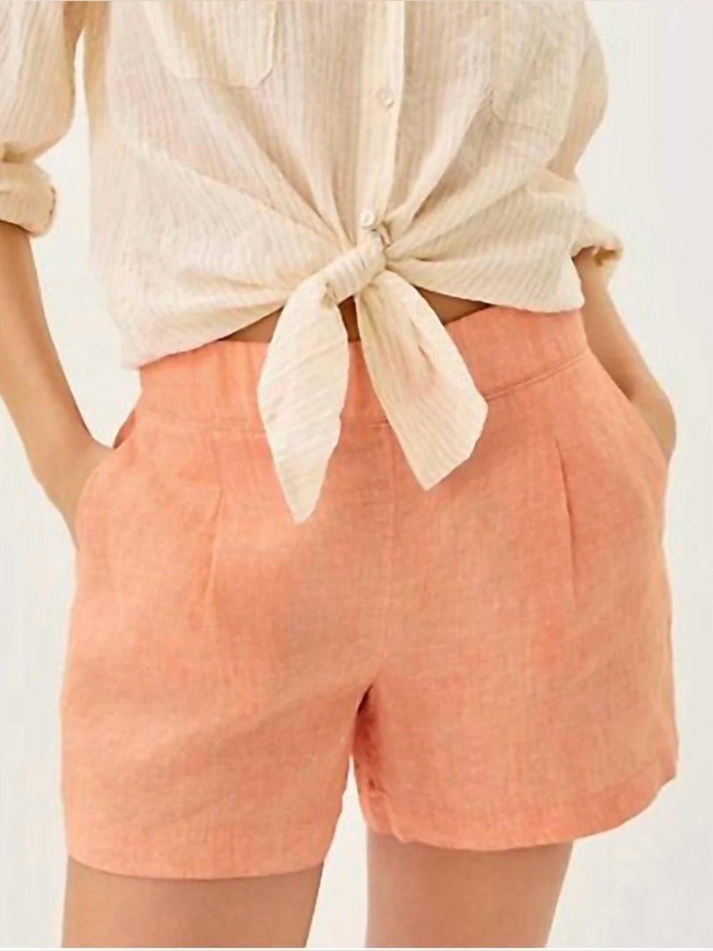 NWT Lilly Pulitzer Captina Linen Shorts in “Papaya X Resort White” - Size XS